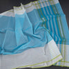 Gadwal Cotton Sky Blue Plain Saree