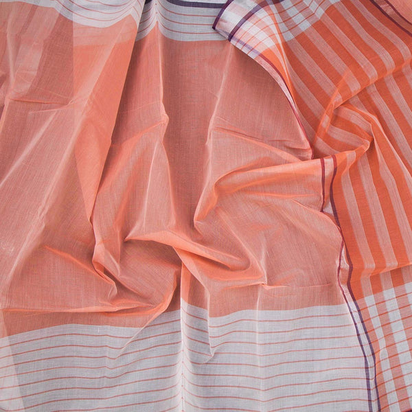 Gadwal Cotton Peach Plain Saree
