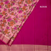 Semi Mysore Silk Light Pink Floral Printed Saree And Zari Border