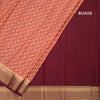 Semi Mysore Silk Dark Peach Floral Printed Saree And Zari Border