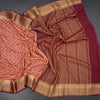 Semi Mysore Silk Dark Peach Floral Printed Saree And Zari Border