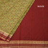 Semi Mysore Silk Lime Green Floral Printed Saree And Zari Border