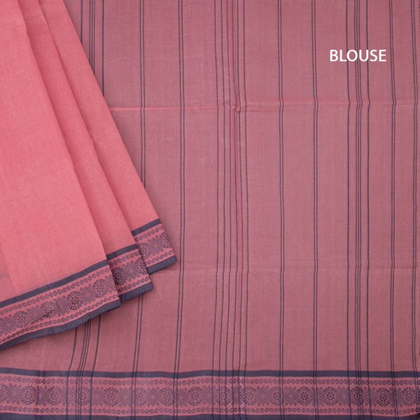 Bengal Cotton Rose Pink Plain Saree