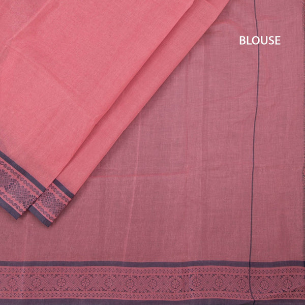 Bengal Cotton Rose Pink Plain Saree