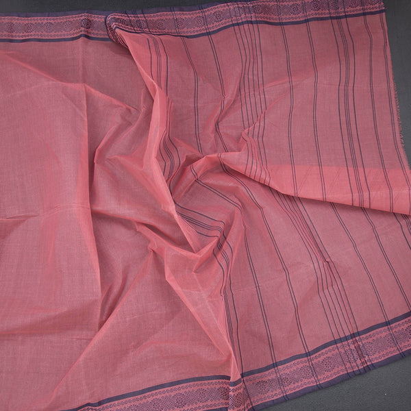 Bengal Cotton Rose Pink Plain Saree