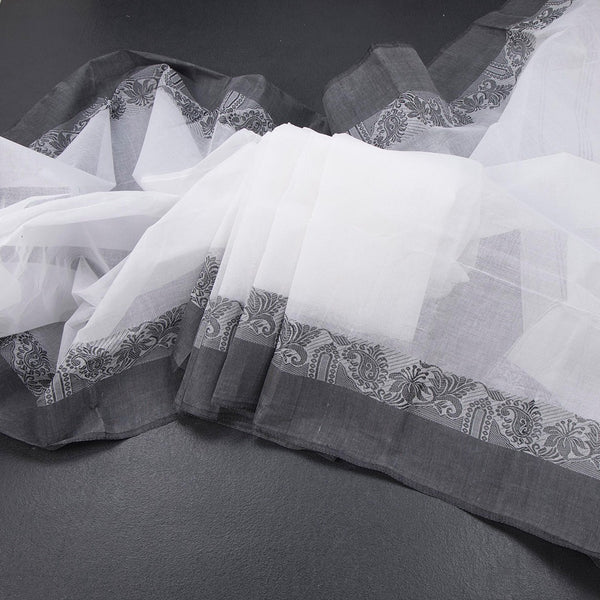 Bengal Cotton White Plain Saree