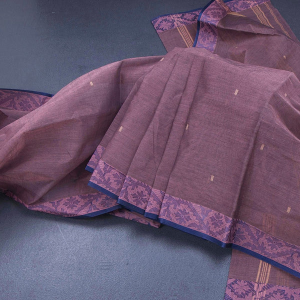 Bengal Cotton Purple Saree With Thread Buttas