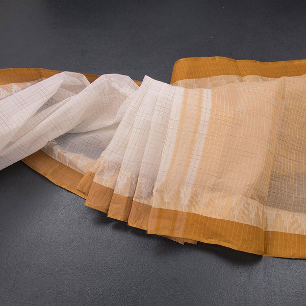 Bengal Cotton Cream Checked Saree