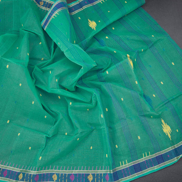 Bengal Cotton Sea Green Saree With Thread Buttas