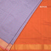 Poly Cotton Light Lavender Thread Checked Saree And Bavanji Border