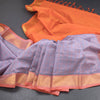 Poly Cotton Light Lavender Thread Checked Saree And Bavanji Border