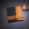 Poly Cotton Black Plain Saree And Thread Border