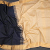 Poly Cotton Black Plain Saree And Bavanji Border