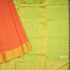 Poly Cotton Orange Plain Saree And Zari Border
