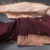 Poly Cotton Dark Maroon Saree With Mango Thread Buttas
