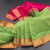 Poly Cotton Parrot Green Thread Checked Saree And Bavanji Border