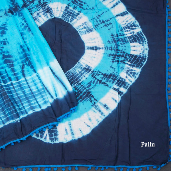Mul Mul Cotton Dark Blue Printed Saree 04