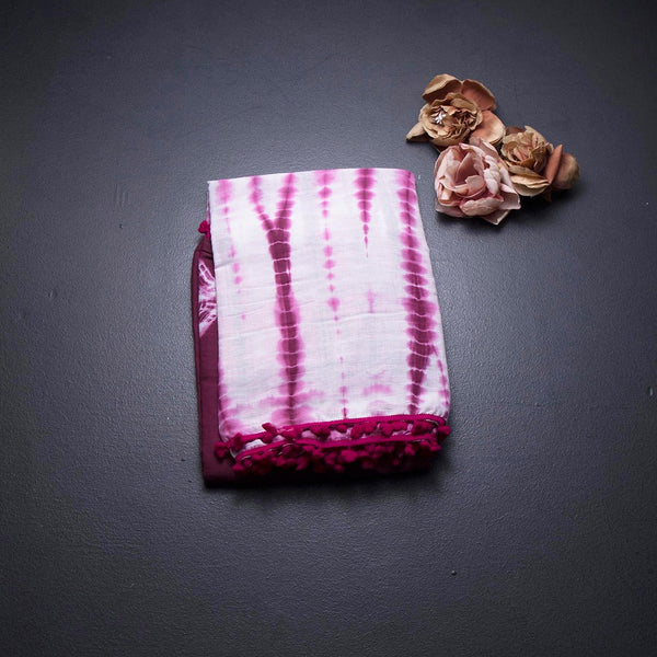 Mul Mul Cotton Wine Printed Saree