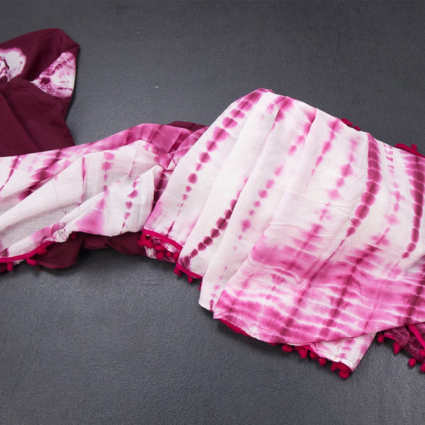 Mul Mul Cotton Wine Printed Saree