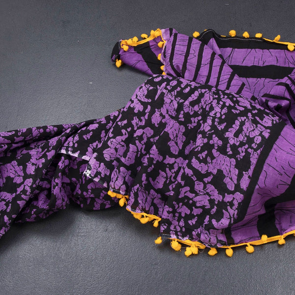 Mul Mul Cotton Black Printed Saree 05