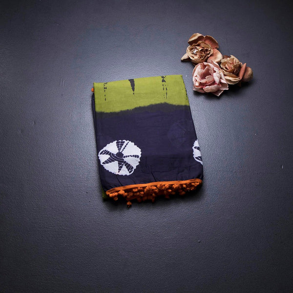 Mul Mul Cotton Mehandi Green Printed Saree