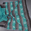 Mul Mul Cotton Teal Blue Printed Saree 02