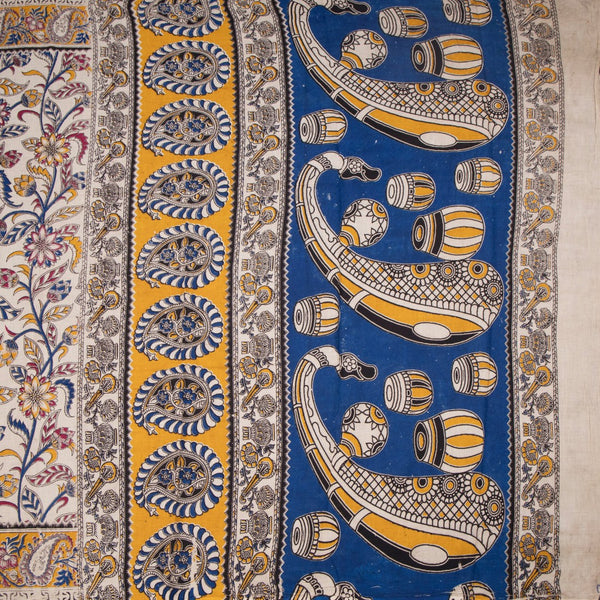 Kalamkari Cotton Cream Printed Saree 07