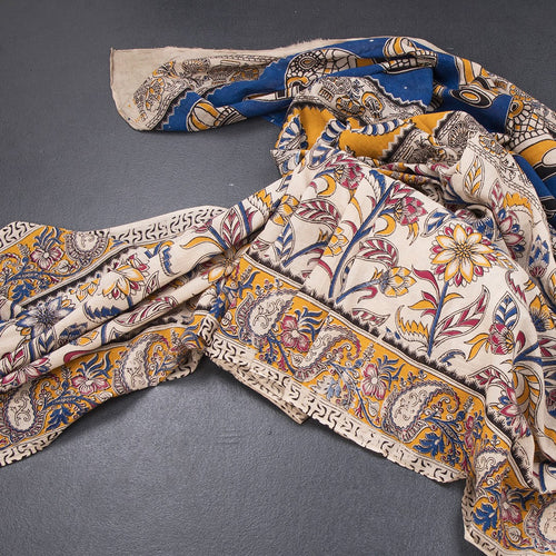 Kalamkari Cotton Cream Printed Saree 07