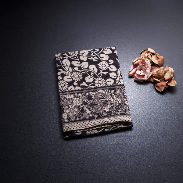 Kalamkari Cotton Black Printed Saree 02