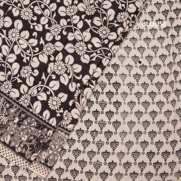 Kalamkari Cotton Black Printed Saree 02