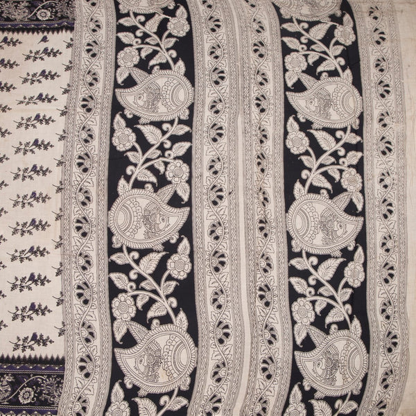 Kalamkari Cotton Cream Printed Saree 02