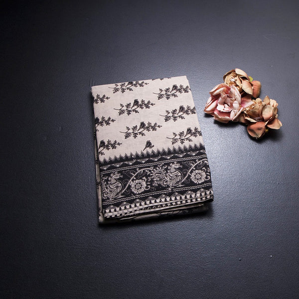 Kalamkari Cotton Cream Printed Saree 03