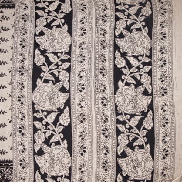 Kalamkari Cotton Cream Printed Saree 03
