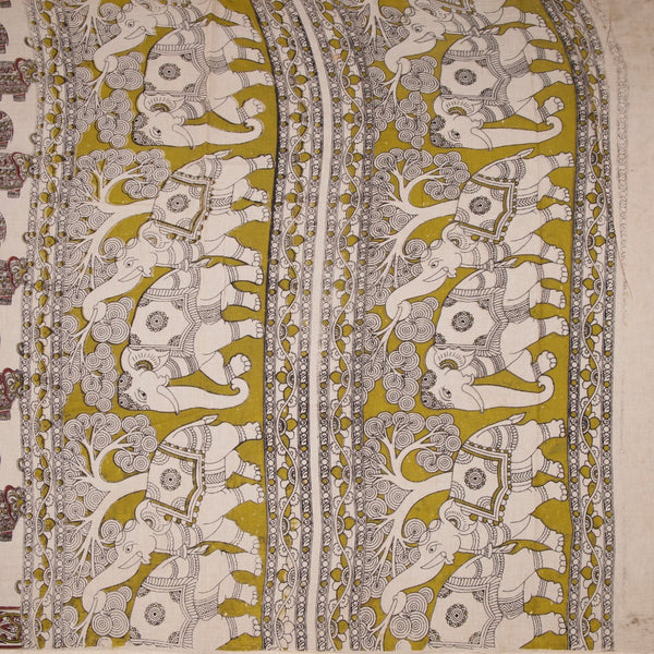 Kalamkari Cotton Cream Printed Saree 05