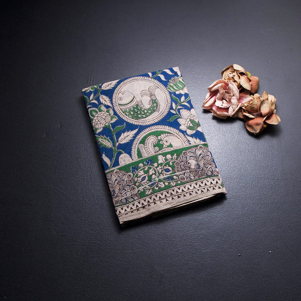 Kalamkari Cotton Blue Printed Saree