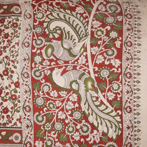 Kalamkari Cotton Cream Printed Saree 06
