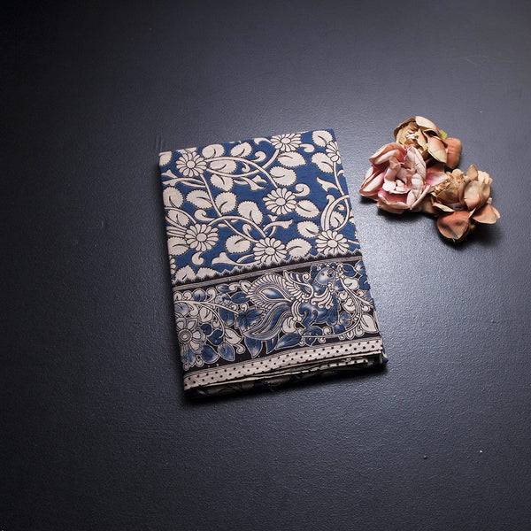Kalamkari Cotton Blue Printed Saree 02