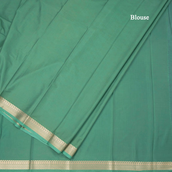 Semi Mysore Silk Pista Green Plain Saree And Zari Border
