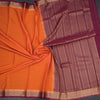 Semi Mysore Silk Fanta Orange Checked Saree And Zari Border