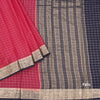 Semi Mysore Silk Fiery Rose Pink Checked Saree And Zari Border