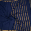 Semi Mysore Silk Navy Blue Plain Saree And Zari Border 05