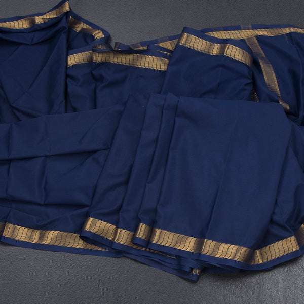 Semi Mysore Silk Cream Plain Saree And Zari Border