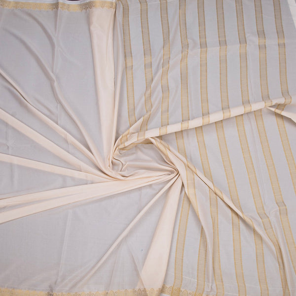 Semi Mysore Silk Cream Plain Saree And Zari Border 02