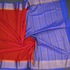 Semi Mysore Silk Reddish Orange Plain Saree And Zari Border
