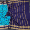 Semi Mysore Silk Sky Blue Floral Printed Saree And Zari Border