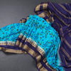 Semi Mysore Silk Sky Blue Floral Printed Saree And Zari Border