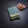 Semi Mysore Silk Pista Green Floral Printed Saree And Zari Border