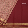 Semi Mysore Silk Peach Floral Printed Saree And Zari Border