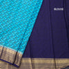 Semi Mysore Silk Sky Blue Floral Printed Saree And Zari Border 02