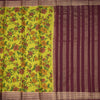 Semi Mysore Silk Parrot Green Floral Printed Saree